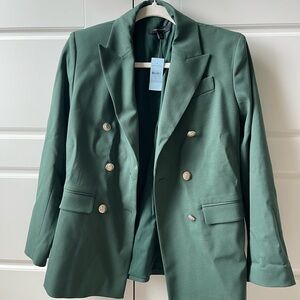 Elegant Green Double-Breasted Women's Blazer